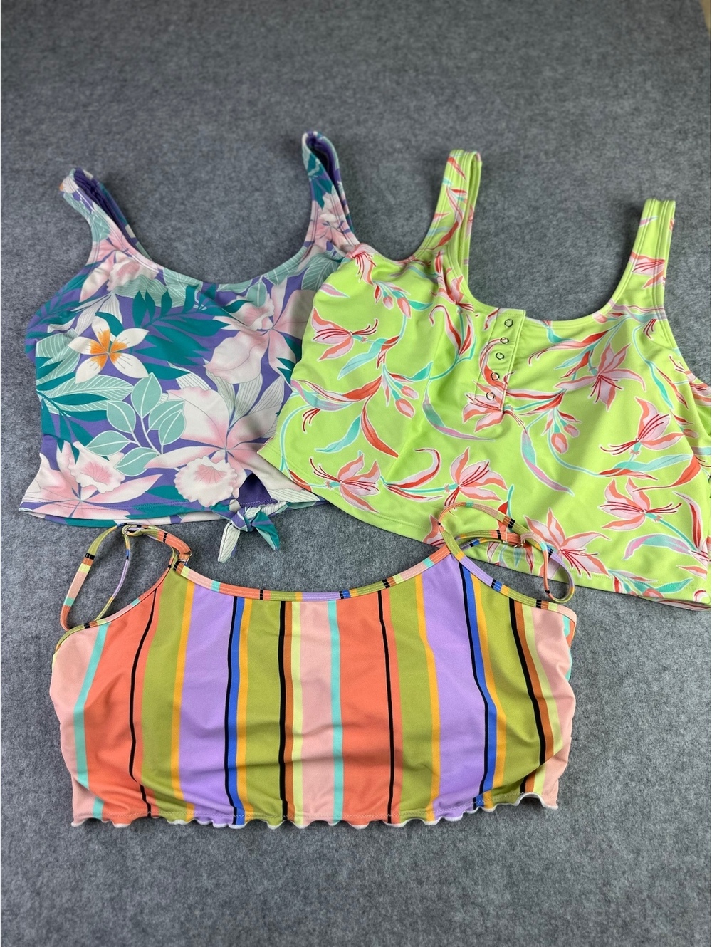 Ninety-Nine XXL 3pc Swim Tops Y2K 90s Tropical Floral Activewear Colorful